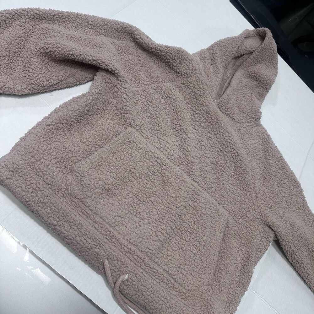 American Eagle Women's Medium Dusty Mauve Sherpa Fleece Pullover Hoodie